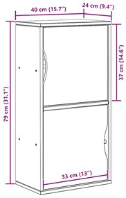 oldalsó szekrény ODDA fehér 40x24x79 cm tömörfa fenyőfa