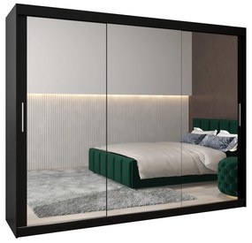 Ruhásszekrény 250 cm Toki 3 (matt fekete + matt fekete). 1065116