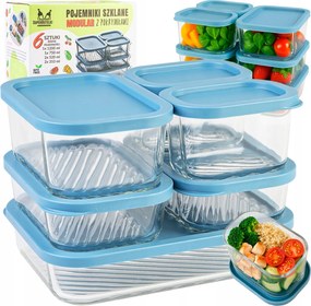 6x Sütemény Üveg Ételtároló Doboz Lunchbox Modular Mikrohullámú Sütőhöz