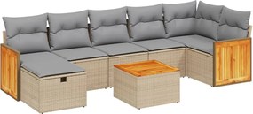 vidaXL 8 részes vegyes bézs polyrattan kerti ülőgarnitúra párnákkal