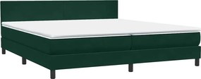 vidaXL sötétzöld bársony rugós ágy matraccal 180x220 cm