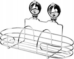 Falra szerelhető fürdőszobai polc tapadókorongokkal króm 32x18cm