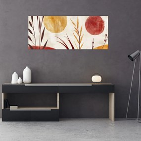 Kép - Növények és körök (120x50 cm)