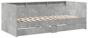 betonszürke kanapéágy fiókkal matrac nélkül 90x190 cm