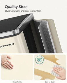 3 rekeszes konyhai szemetes, 18L, pedálos, homokbézs