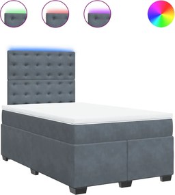 vidaXL sötétszürke bársony rugós ágy matraccal 120x190 cm