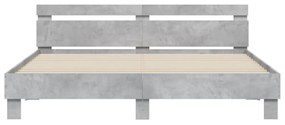 betonszürke ágykeret fejtámlával és LED-del 200 x 200 cm