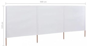 3 paneles homokfehér szövet szélfogó 400 x 80 cm