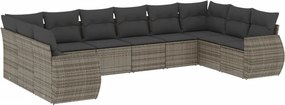 vidaXL 10 részes szürke polyrattan kerti ülőgarnitúra párnákkal
