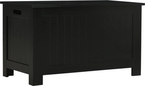 HOMCOM Fekete Tároló Láda Szék Hálószobához Biztonsági Zsanérral Előszobába és Nappaliba 81x40x46 cm | Aosom