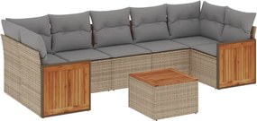 vidaXL 8 részes bézs polyrattan kerti ülőgarnitúra párnával