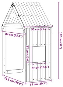viaszbarna tömör fenyőfa gyerekágytető 55 x 84 x 132 cm