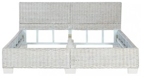 szürke természetes rattan ágykeret 160 x 200 cm