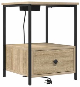 Éjjeliszekrény Töltőállomással 2 pcs sonoma tölgy Faanyag