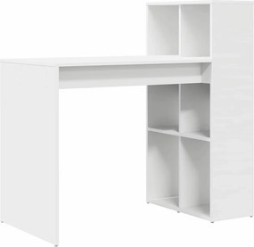 vidaXL Asztal polcokkal tárolóval Fehér 108 x 55 x 103.5 cm Faanyag