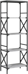 vidaXL 5 szintes szürke sonoma szerelt fa könyvespolc 59 x 35 x 171 cm