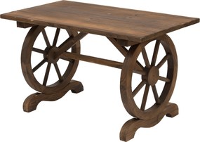 Outsunny Fából készült Kerti Asztal Kültéri Terasz Asztal 110x60x65 cm Kerek Lábakkal 100 kg Teherbírással | Aosom