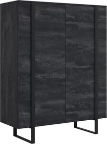 Verica magas komód 120 cm kétajtós - fekete beton / fekete lábak