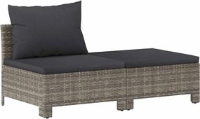 vidaXL 2 darabos szürke polyrattan kerti bútor szett párnákkal
