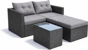 AVENBERG NEROLI Kerti rattan ülőgarnitúra - fekete/sötétszürke