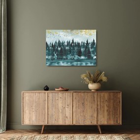 Kép - Állatok az erdőben (üvegen) (70x50 cm)