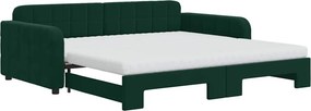 vidaXL sötétzöld kihúzható bársony heverő matraccal 100 x 200 cm