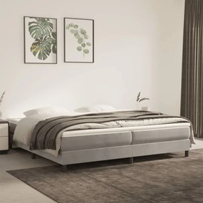 Világosszürke bársony rugós ágy matraccal 200x200 cm
