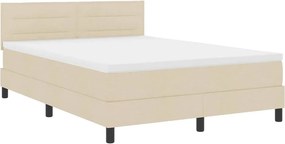 vidaXL Boxrugós ágy matracmal leddel Krém 140 x 190 cm szövet
