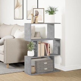 3 szintes betonszürke fa térelválasztó könyvespolc 70x24x97 cm