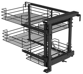 Konyhai fémrács, sarokszekrénybe, részleges kihúzás, csillapított záródás, antracit, jobbos, 900mm, 450mm ajtó szélesség, SIGE Green Line 350