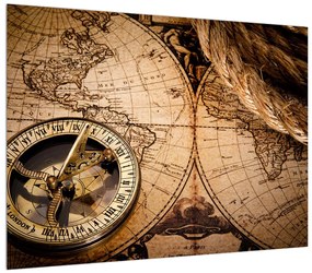 Egy régi térkép és kompasz (70x50 cm)