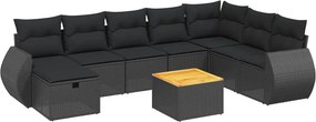 vidaXL 9 részes fekete polyrattan kerti ülőgarnitúra párnákkal
