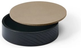 Fekete-barna fedeles-dekoratív fa-öko bőr tárolódoboz ø 11x3,5 cm Circle Nupo – LIND DNA