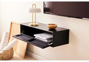 Fekete TV-állvány kőrisfa dekorral 89x22 cm Mistral – Hammel Furniture