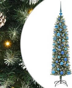 vidaXL Mű Karcsú Karácsonyi Fa 150 LED-del Zöld és Fehér 150 cm