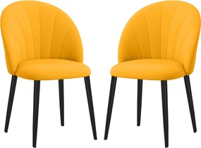 HOMCOM 2 db Étkezőszék, Modern Konyhai Szék Shell Háttámlával és Fém Lábakkal, Bársonyos Kárpitozású Szék Konyhába, Hálószobába, Irodába és Nappaliba,