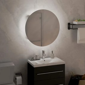fehér fürdőszobai szekrény kerek tükörrel/LED-del 40x40x17,5 cm