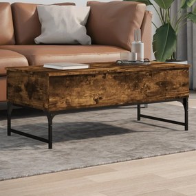Füstös tölgy szerelt fa és fém dohányzóasztal 100 x 50 x 40 cm