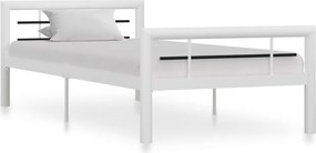 vidaXL fehér és fekete fém ágykeret 90 x 200 cm