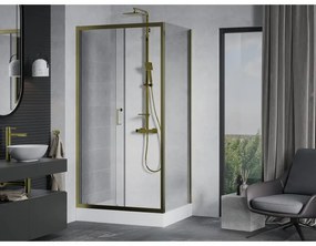 Mexen Apia zuhanykabin tolóajtóval 120 (ajtó) x 90 (fal) cm, 5mm átlátszó üveg, arany profil + fehér zuhanytálca RIO, 840-120-090-50-00-4510
