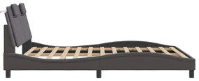szürke műbőr ágykeret LED-világítással 160 x 200 cm