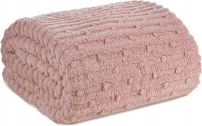 Takaró púderrózsaszín 130x170 csíkos meleg puha színes ágytakaró kanapé
