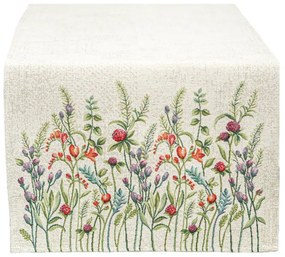 Színes kerti virágos gépi gobelin asztali futó, 44 x 140 cm