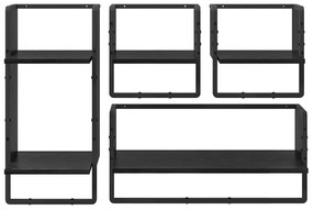 vidaXL Fali polc készlet 4 pcs Fekete tölgy 65 x 25 x 30 cm Faanyag