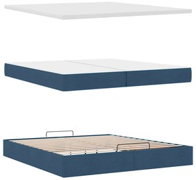 Ottomán ágykeret matracokkal kék 200x200cm szövet