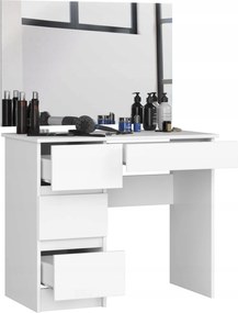 Kozmetikai fésülködőasztal 90cm fehér balos T-6/SL 90x60 Akd