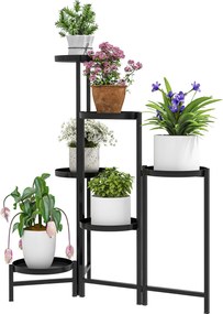 Outsunny 6-rétegű Növénytartó, Összecsukható Virágtartó Benti Használatra, Fém Növényállvány, Több Rétegű Virágtartó, 80 cm Magas Viráglétra Kert Erké