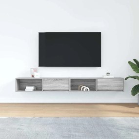 2 db szürke sonoma szerelt fa fali TV-szekrény 100x31x25,5cm
