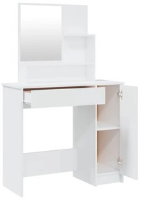 magasfényű fehér fésülködőasztal-szett 86,5 x 35 x 136 cm