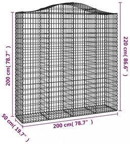 3 db íves horganyzott vas gabion kosár 200x50x200/220 cm
